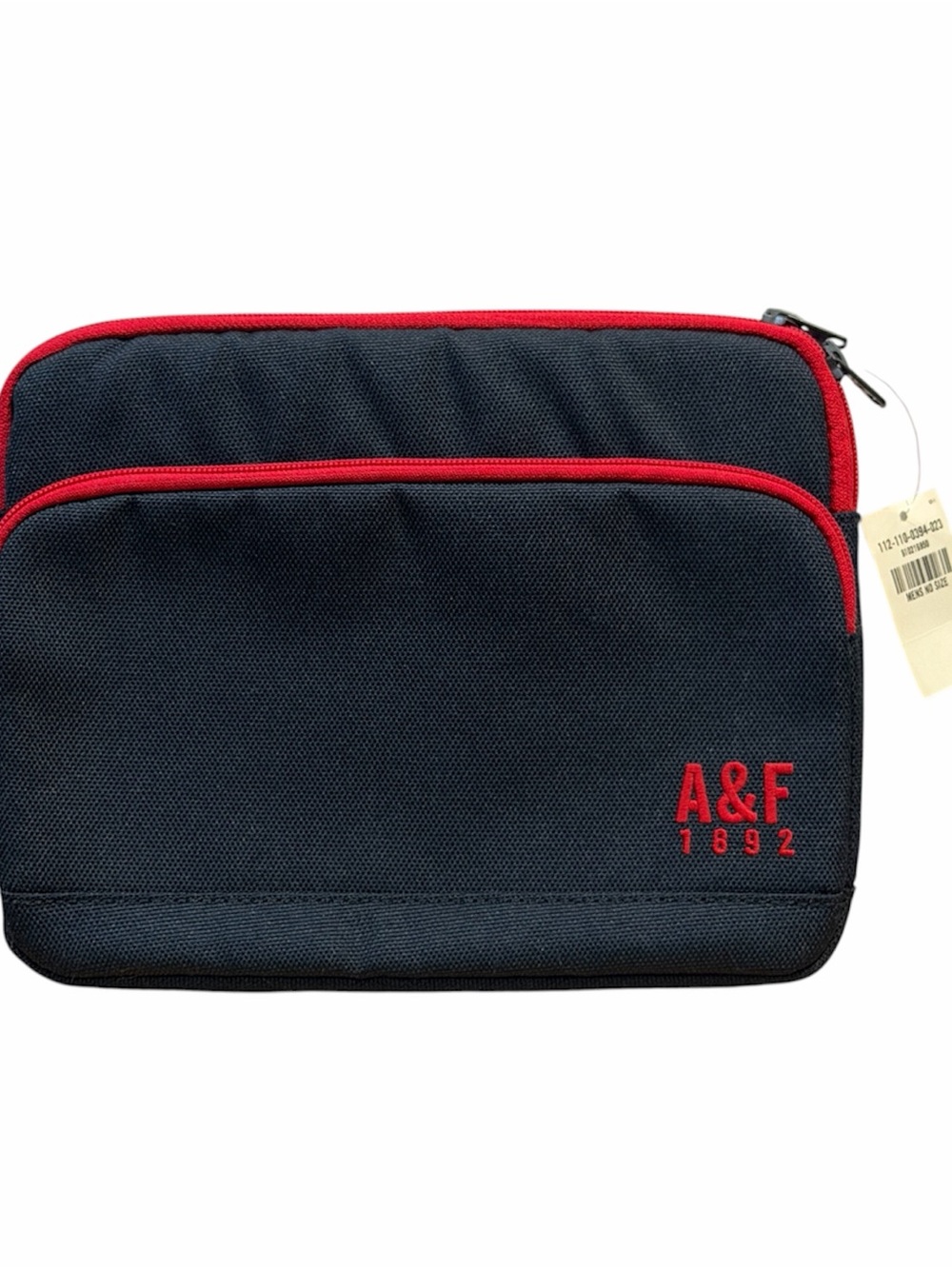 New Vintage Abercrombie & Fitch Navy Blue Red 2 Pocket Zippered Tablet Case